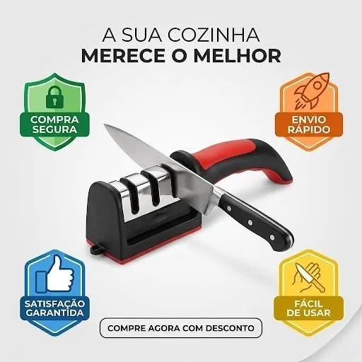 Afiador visto de perfil, mostrando a curva ergonômica do cabo